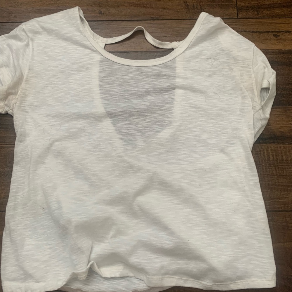 Cross back off white top